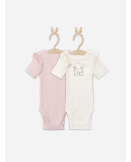 Боди молочный +розовый +печать