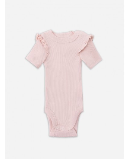 Боди молочный +розовый +печать