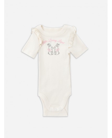 Боди молочный +розовый +печать
