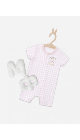 Полукомбинезон розовая клетка на белом