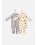 Комбинезон барашки на абрикосовом +звездочки на сером