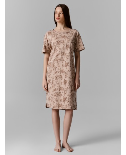 Сорочка цветы на бежевом