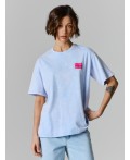Футболка ACID WASH безмятежно -голубой +печать