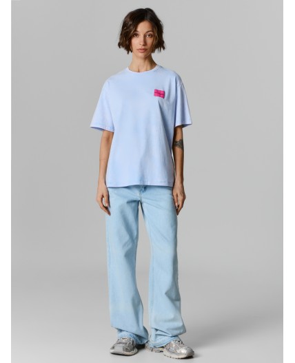 Футболка ACID WASH безмятежно -голубой +печать