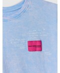 Футболка ACID WASH безмятежно -голубой +печать