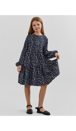 Платье цветы на т.синем