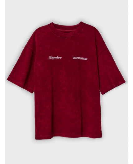 Футболка ACID WASH портвейн +печать