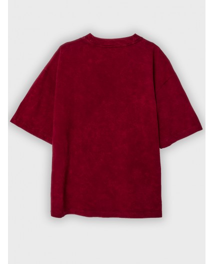 Футболка ACID WASH портвейн +печать