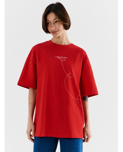 Футболка чистый красный +печать