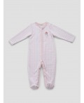Комбинезон розовая клетка на белом +клубничка на белом
