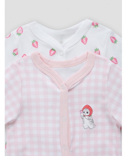 Комбинезон розовая клетка на белом +клубничка на белом