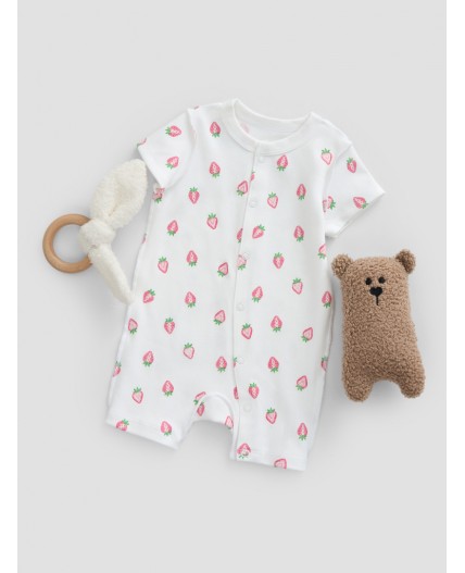 Полукомбинезон клубничка на белом