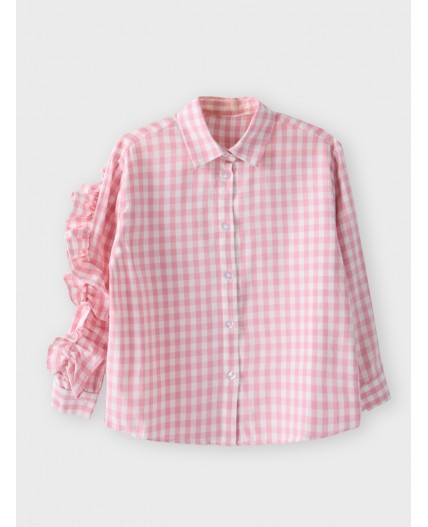 Рубашка розовая клетка