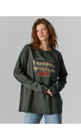 Джемпер т.хаки +печать