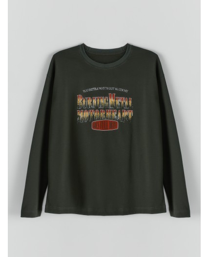 Джемпер т.хаки +печать