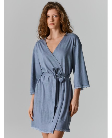 Халат цветы на сизом