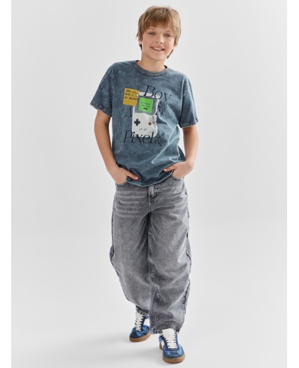 Футболка ACID WASH графит +печать