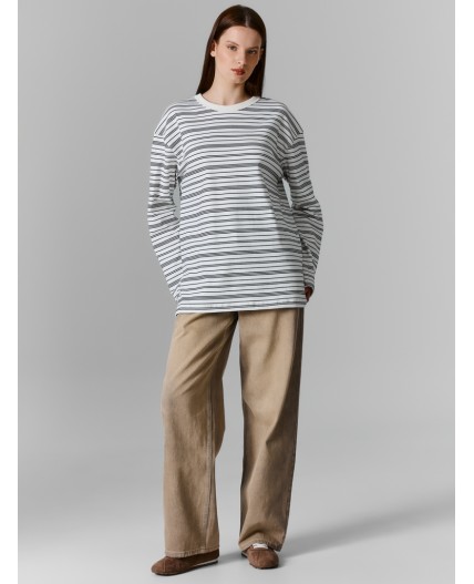 Джемпер полоска на св.молочном