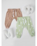 Ползунки зайки на бежевом +зайчата на св.зеленом