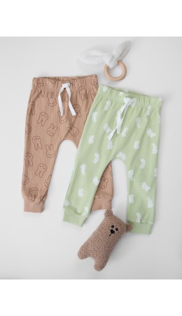 Ползунки зайки на бежевом +зайчата на св.зеленом