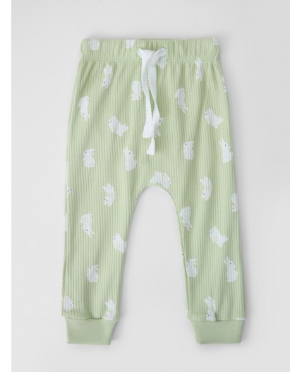 Ползунки зайки на бежевом +зайчата на св.зеленом