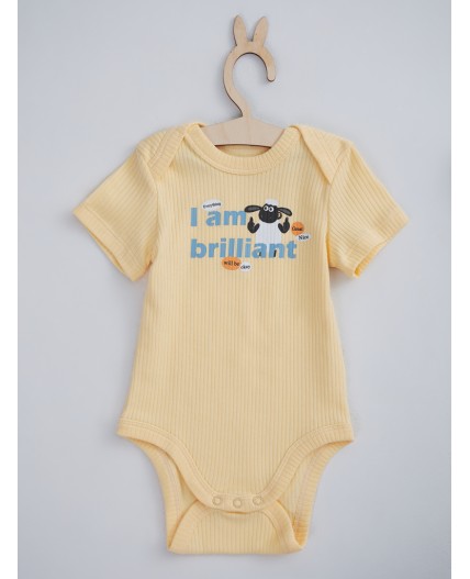 Боди абрикосовый щербет +звездочки на сером