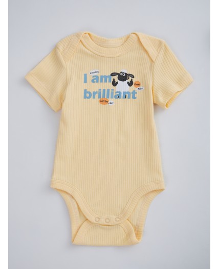 Боди абрикосовый щербет +звездочки на сером