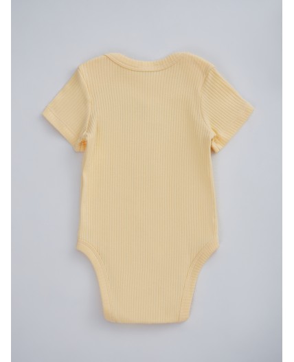 Боди абрикосовый щербет +звездочки на сером