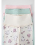 Ползунки котики с цветами на молочном +мята +цветочки на розовом