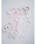 Боди розовая клетка на белом +клубничка на белом