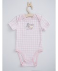 Боди розовая клетка на белом +клубничка на белом