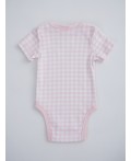 Боди розовая клетка на белом +клубничка на белом