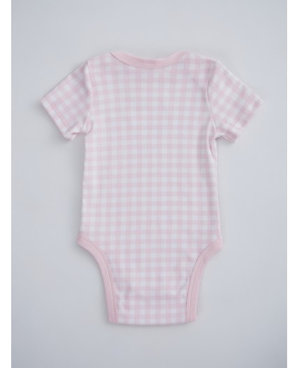 Боди розовая клетка на белом +клубничка на белом