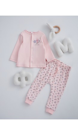 Комплект розовый +цветочки на розовом