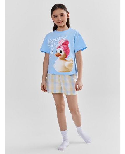 Комплект небо +желто -голубая клетка