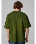 Футболка ACID WASH т.зеленый +печать