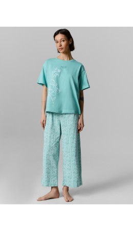 Комплект пыльная бирюза +пейсли на бирюзовом