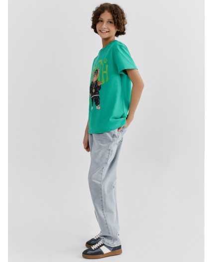 Футболка зеленый топаз +печать