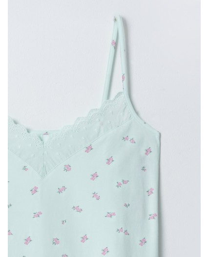 Сорочка цветы на мятном