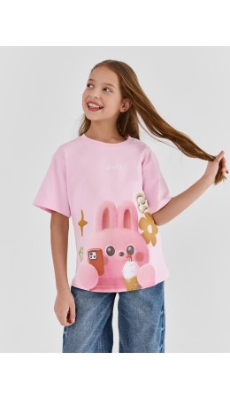 Футболка розовое сияние +печать