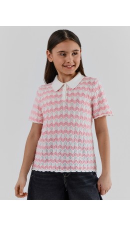 Поло бело -розовая волна