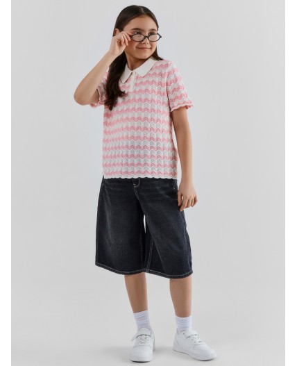 Поло бело -розовая волна