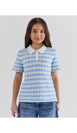 Поло бело -голубая волна