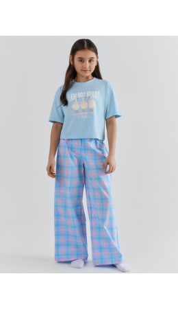 Комплект голубой +розово -голубая клетка