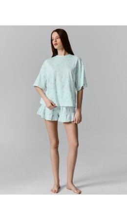 Комплект цветы на мятном