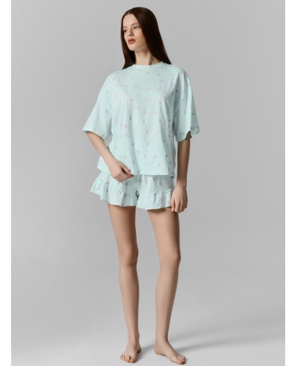 Комплект цветы на мятном