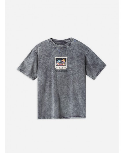 Футболка ACID WASH графит +печать
