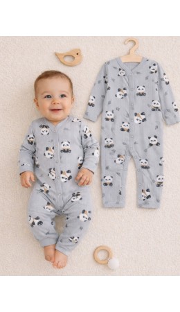 Комбинезон пандочки на сером