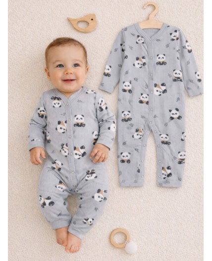 Комбинезон пандочки на сером