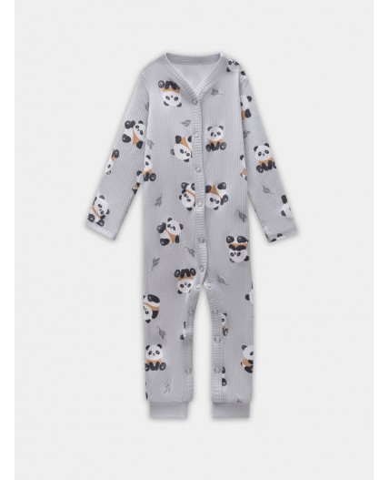 Комбинезон пандочки на сером